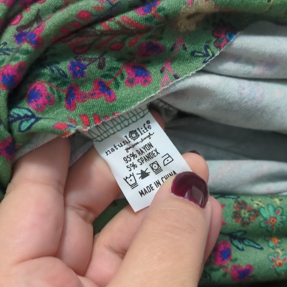 Natural Life Floral Green Willow Trim Sleeveless Maxi Dress Sz L - Picture 7 of 9